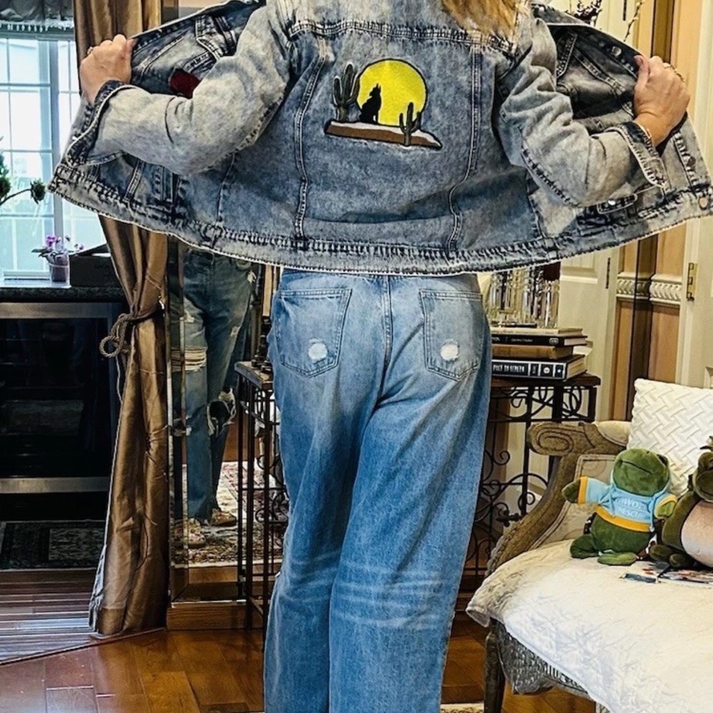 Forever 21 Gray Jean Jacket With Red Patch New Si… - image 3